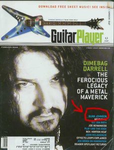 Guitar Player Magazine Cover with Burr Johnson listing